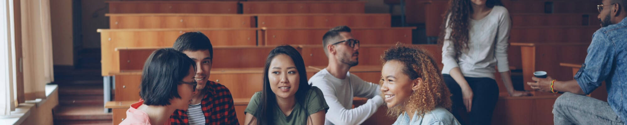 A group of students discussing